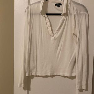 White J. Crew ribbed collared top